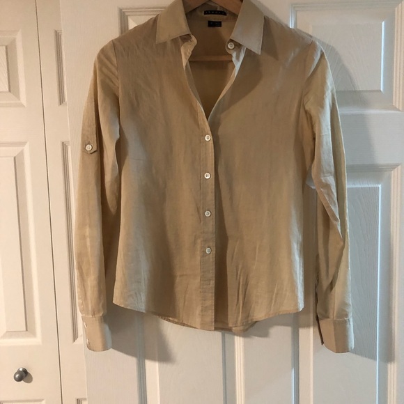 Theory fine gauge cotton (linen like) button down - size P - Picture 3 of 6